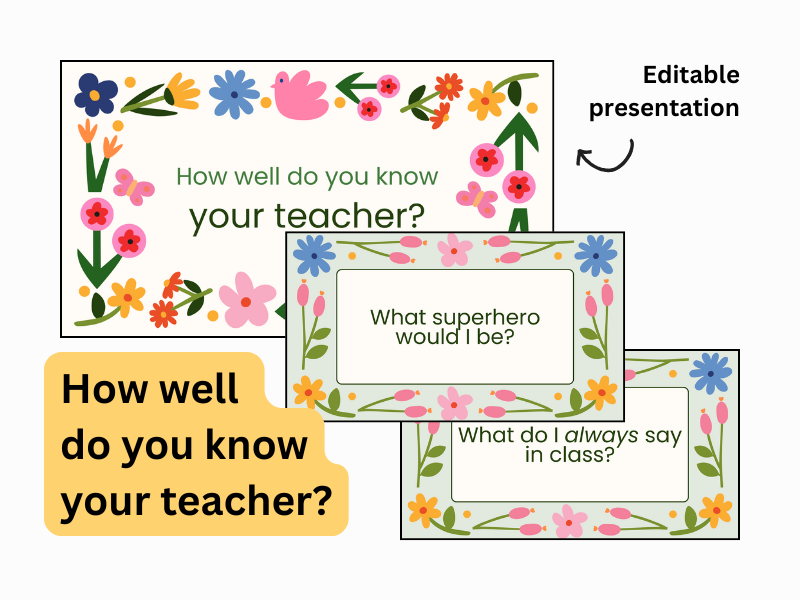 How Well Do You Know Your Teacher? - End of Year Quiz PowerPoint (Editable)
