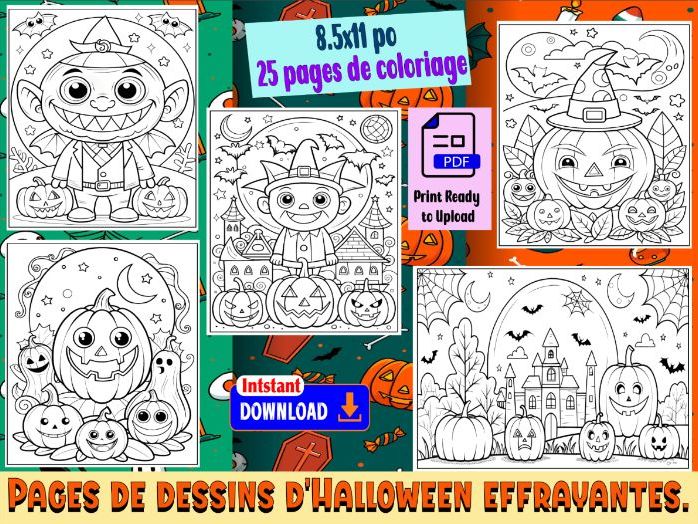 Pages de dessins d'Halloween effrayantes.