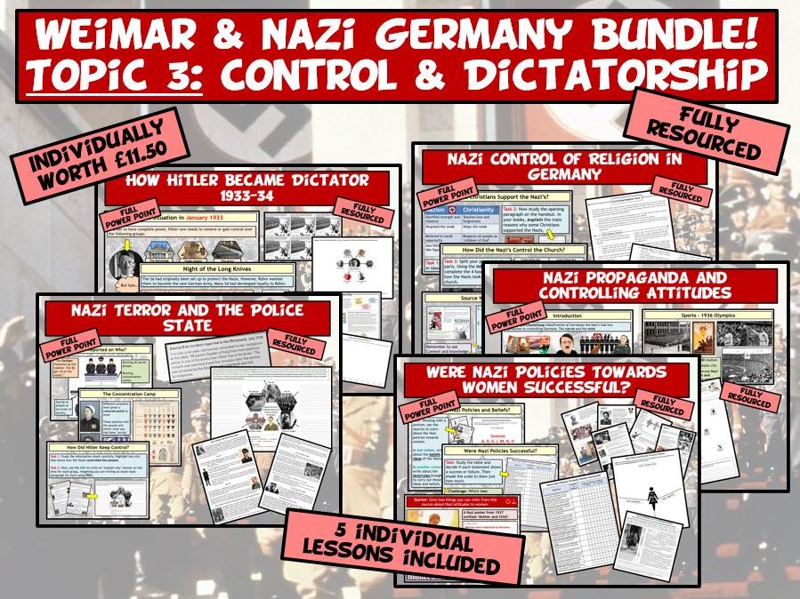 GCSE Weimar & Nazi Germany Bundle Topic 3 Nazi Control & Dictatorship Teaching Resources