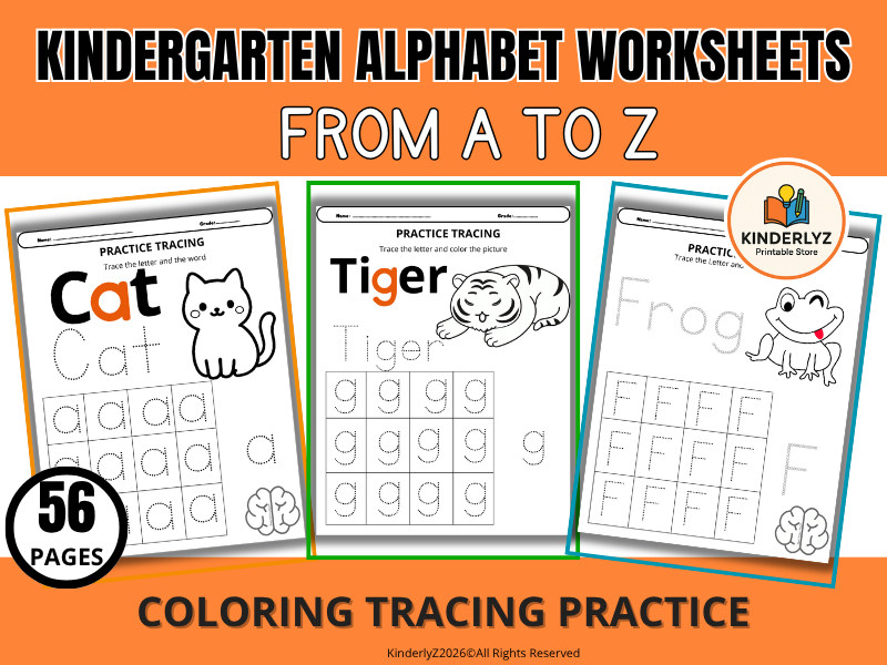 Kindergarten Alphabet Worksheets from A to Z