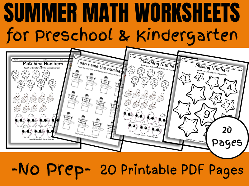 Summer Math Worksheets for Preschool