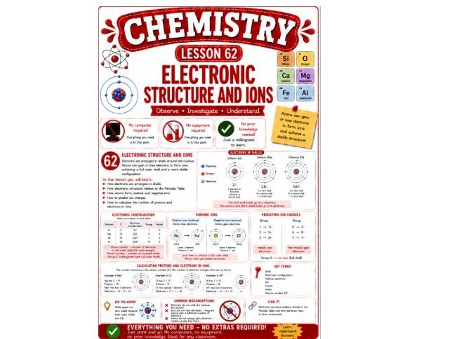 Chemistry cover lesson62: Electronic structure and ions (Ch62) science stand alone cover