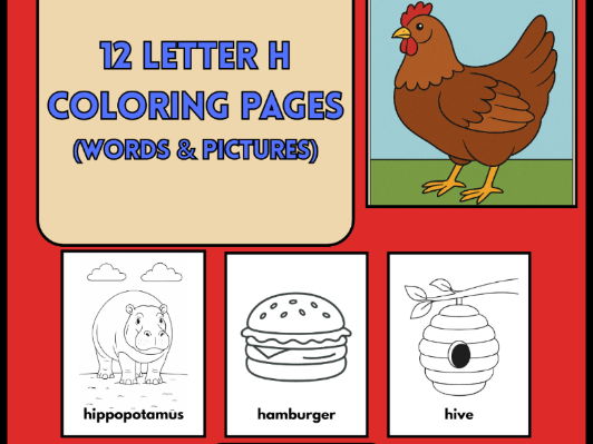 12 Letter H Coloring Pages Words & Pictures
