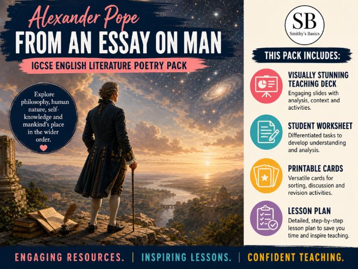 "From an essay on Man" - poem by Alexander Pope - card activity lesson pack from Smithy's Basics