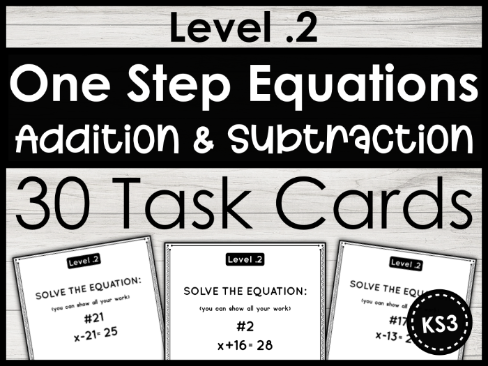 KS3 One-Step Equations Task Cards - Addition & Subtraction | Year 7 Algebra Resource