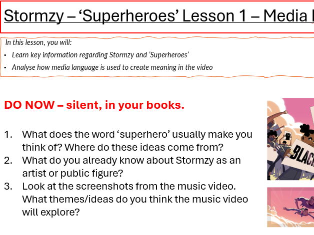 Stormzy - Superheroes Eduqas GCSE Media Studies Double Lesson