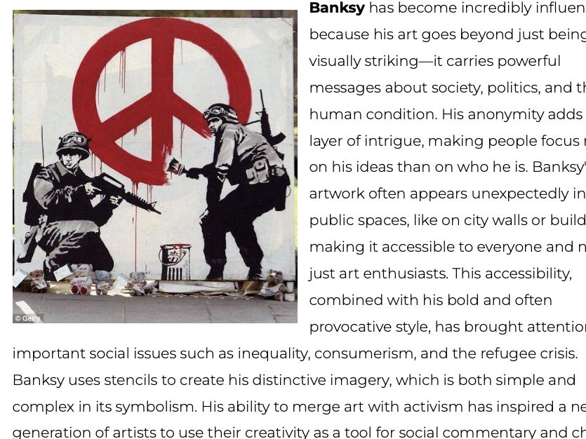 Pop Art to Street Art - Research Worksheet