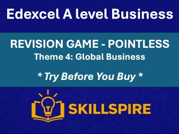 Edexcel A Level Business Revision Game (Theme 4) | Global Business | Interactive HTML