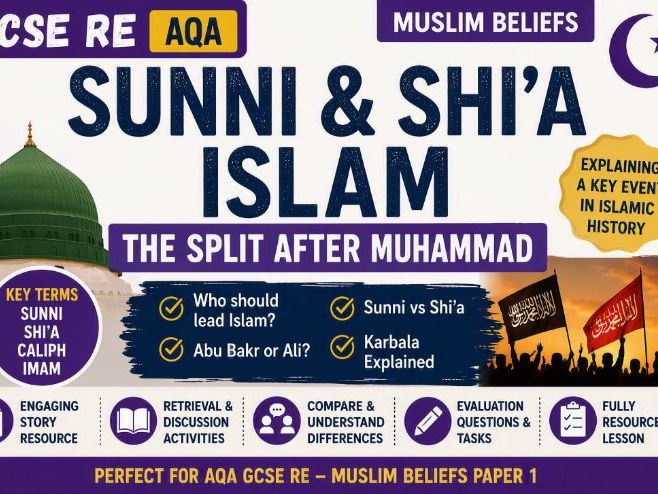 GCSE RE AQA – Sunni & Shi'a Islam: The Split After Muhammad (Muslim Beliefs Lesson)