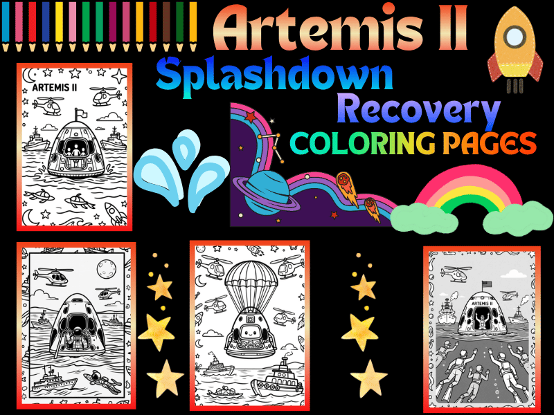 Artemis II Splashdown Recovery Coloring Pages | 2026 NASA STEM Activity NO PREP
