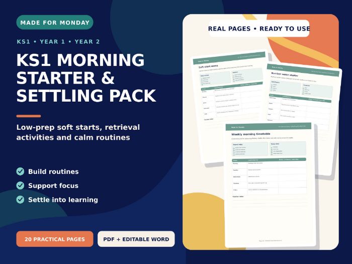 KS1 Morning Starter & Settling Activities Pack