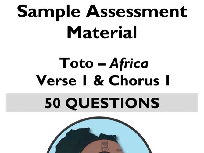 Eduqas GCSE Music – Africa by Toto (Verse 1 & Chorus 1) – 50 Practice Questions – Revision