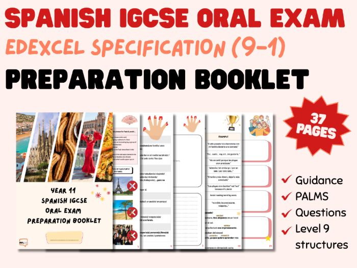 Spanish IGCSE oral exam - speaking preparation booklet (Edexcel specification)