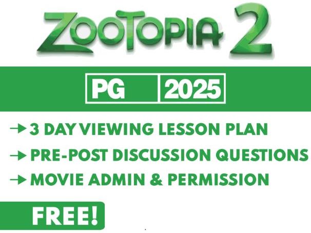 Free Zootopia 2 Movie Questions & Lesson Plan (PG - 2025) | Discussion Prompts