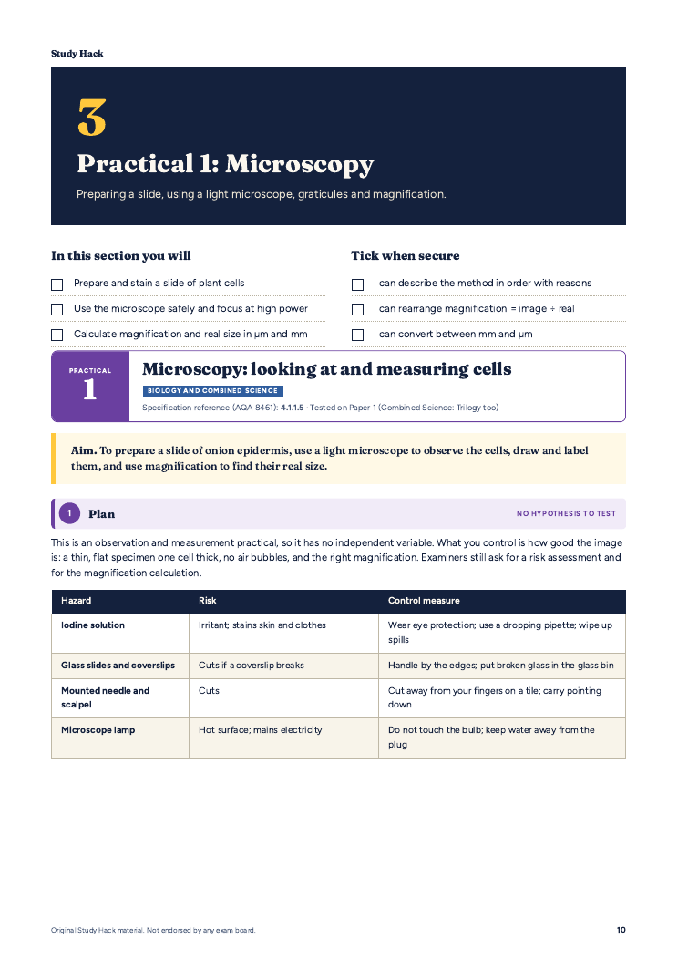 FREE GCSE Biology Required Practical Sample: Microscopy lesson ...