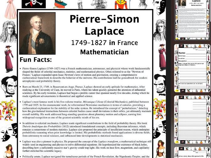 Pierre-Simon Laplace PACKET & ACTIVITIES, Important Historical Figures Series