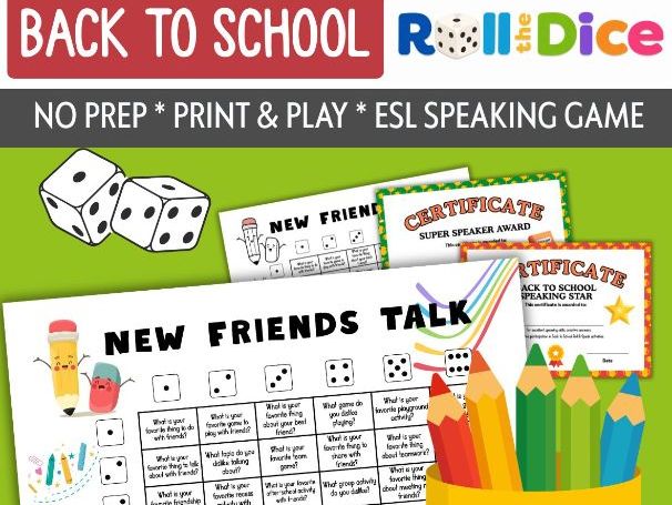 New Friends Talk | Back to School Roll & Speak | ESL Dice Conversation