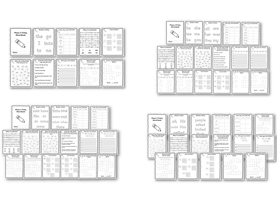 Phase 2-5 tricky word activity books | Teaching Resources