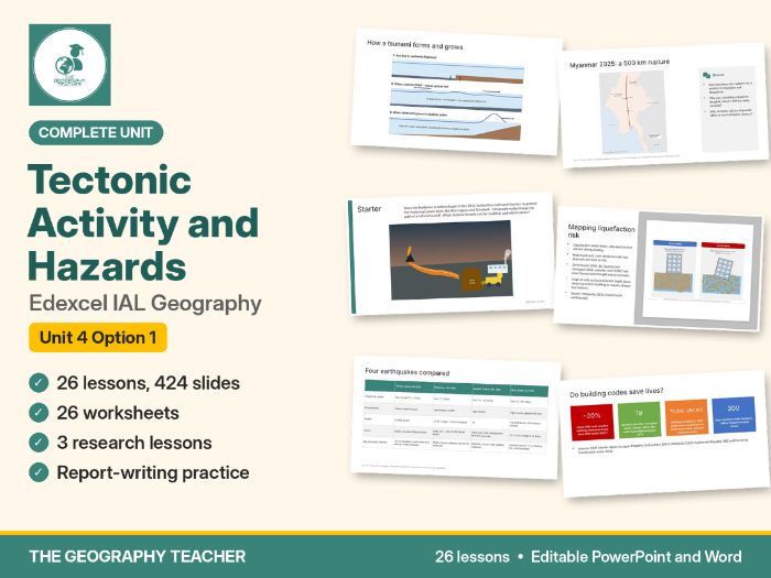 Tectonic Activity and Hazards Complete Unit (26 Lessons) – Edexcel IAL Geography Unit 4 Option 1
