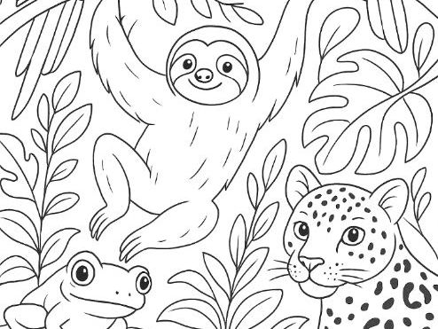 Rainforest Animals Colouring Sheet