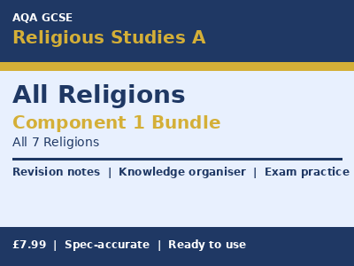 AQA GCSE Religious Studies A (8062) All Religions Revision Bundle Component 1
