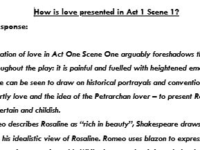 High-level response - How is love presented in Act 1 Scene 1 Romeo and Juliet?