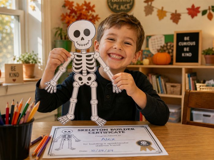 Skeleton Cotton Bud Craft & Cut and Stick Bones