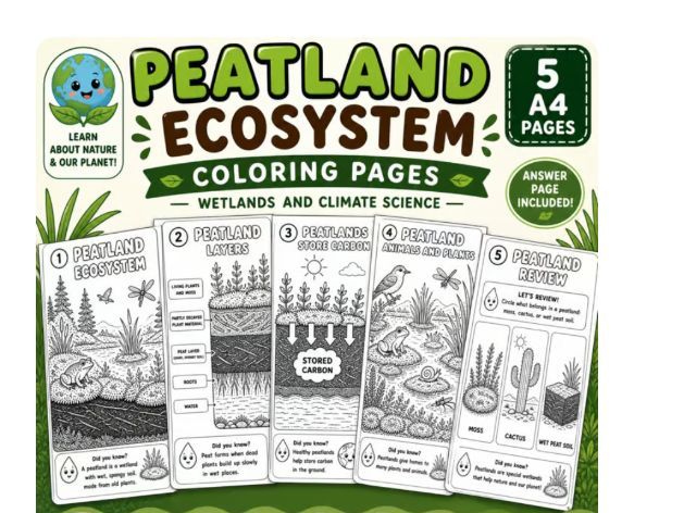 Peatland Ecosystem Coloring Pages | Wetlands and Climate Science for Kids