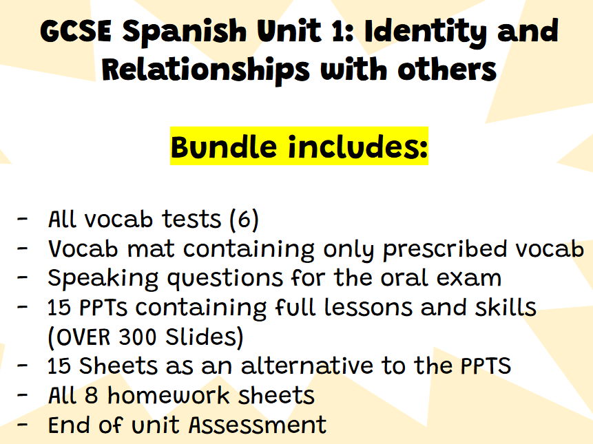 NEW AQA GCSE Spanish Unit 1 Bumper Bundle