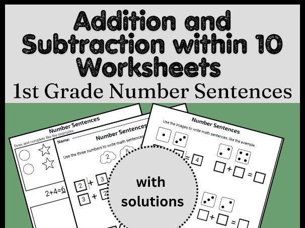 Addition and Subtraction within 10 Worksheets | 1st Grade Number Sentences