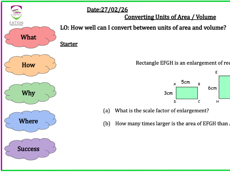 Similar Shapes - Area/Volume Conversions