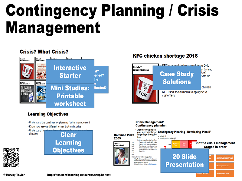 Contingency Planning / Crisis Management Full lesson AS/A2/IB Diploma Teaching Resources