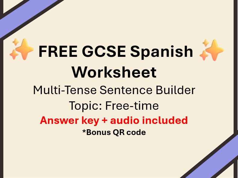 FREE GCSE Spanish: Free-time Sentence Builder Worksheet