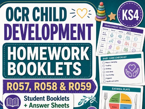 Child Development Homework Booklets | R057, R058 and R059 | Student Booklets and Answer Sheets