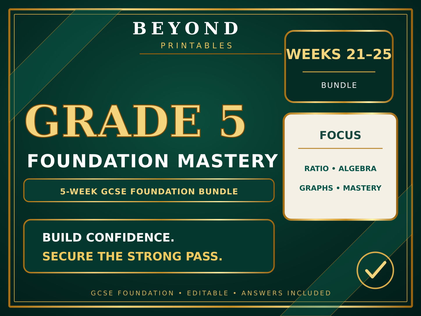 Grade 5 GCSE Foundation Mastery Bundle | Weeks 21–25 | 50 Questions + Answers