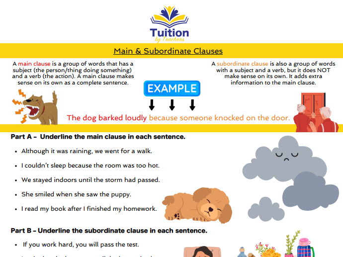 15. 11+ English - Reading Comprehension: Inference & Retrieval; Grammar: Main & Subordinate Clauses