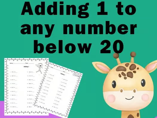 Adding 1 to Any Number Below 20 for kindergarten and 1st-grade