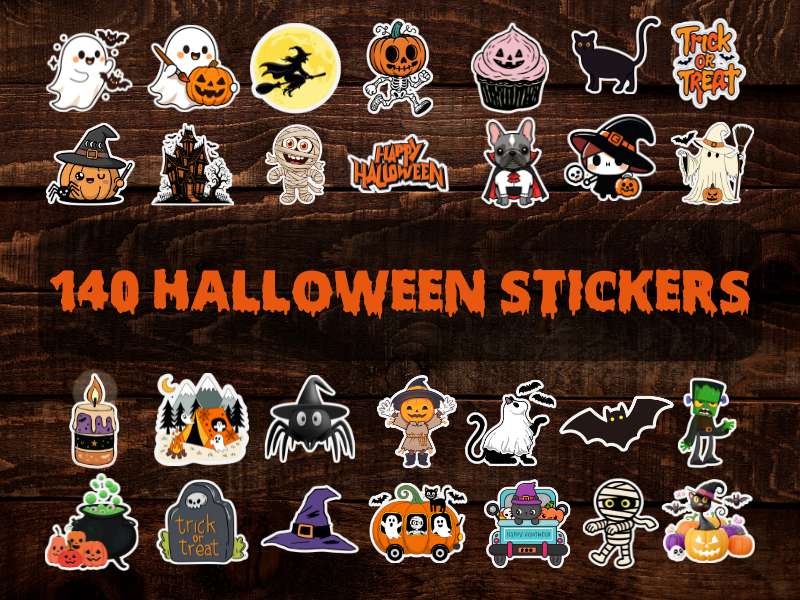 144 PCS Halloween Stickers –  High-Quality, Spooky & Fun Designs for Kids