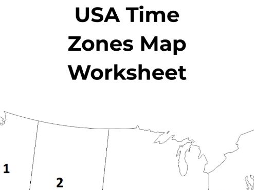 USA Time Zones Map Worksheet