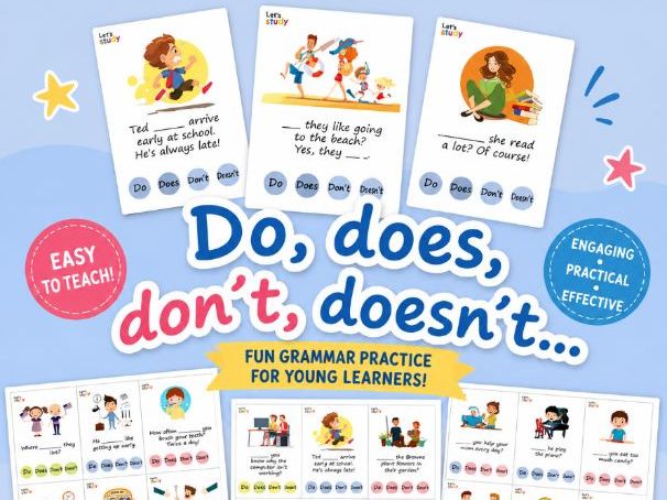 DO / DON’T / DOES / DOESN’T | Simple Present Tense Activities | ESL Grammar Work