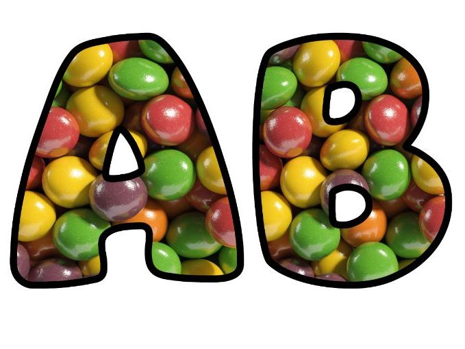 Rainbow Candy Drops Alphabet Letters