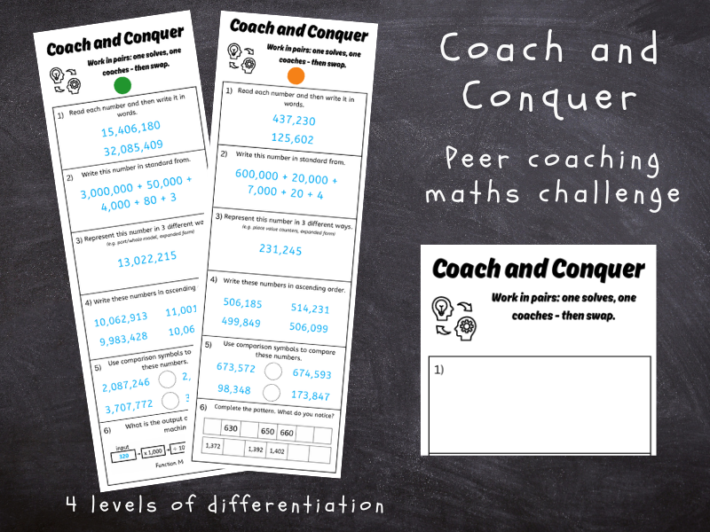 Coach and Conquer (Place Value) - Peer coaching Maths Revision