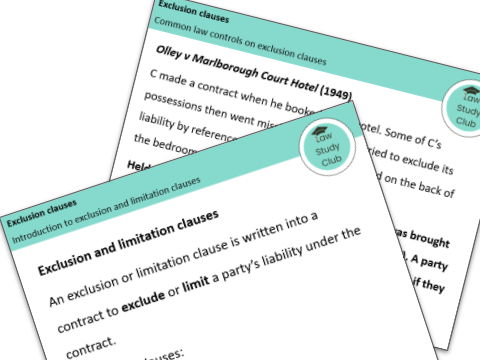 Exclusion clauses - lesson slides (AQA A-level law)
