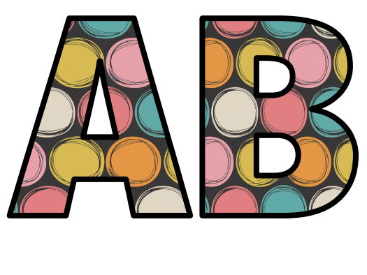 Art Oval Colors 2D Lettering Set Display Title Letters Numbers Signs ...
