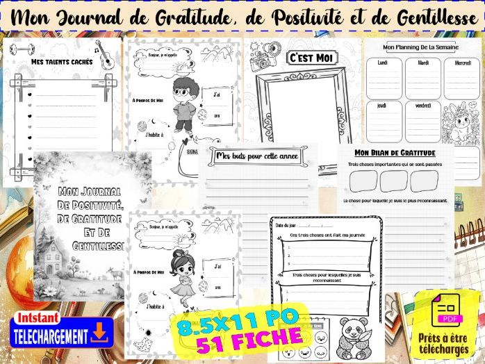 Mon Journal de Gratitude, de Positivité et de Gentillesse