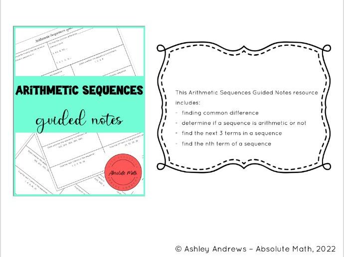 Arithmetic Sequences Guided Notes | Teaching Resources
