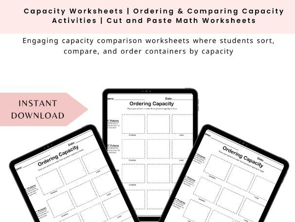 Capacity Worksheets | Ordering & Comparing Capacity Activities