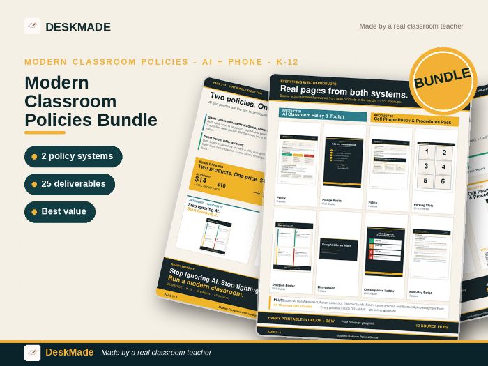 Modern Classroom Policies Bundle | AI + Cell Phone | K-12 Editable