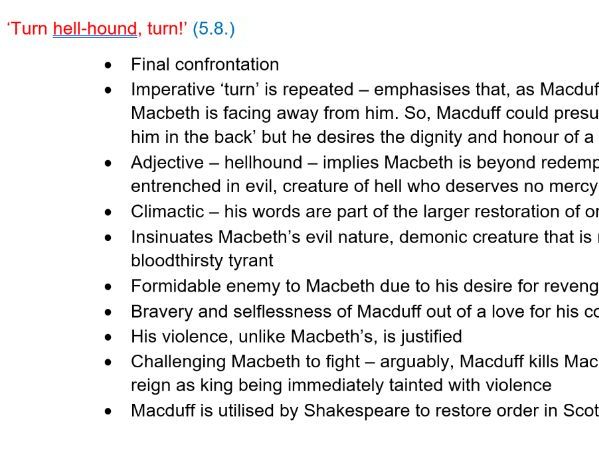 Macbeth Key Quotation Analysis