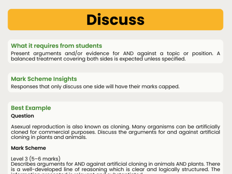 OCR (A) Bio Command Words Cheatsheet